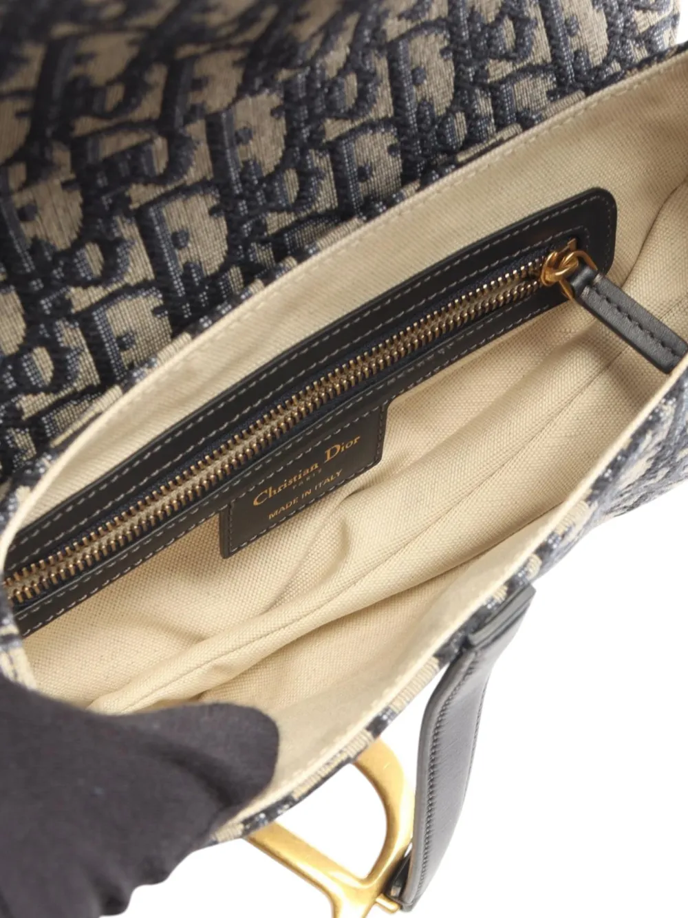 Dior Pre-owned 2000-2026 Oblique Canvas Saddle Bag Shoulder Bag in Blue, view 4