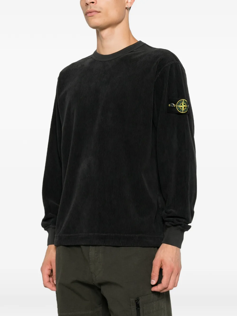 Stone Island 6100030 comfort-fit sweater van ribfluwelen jersey Grijs