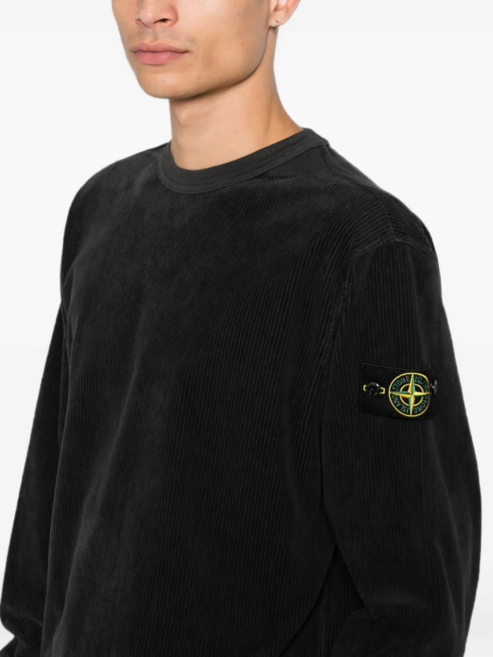 Stone Island 6100030 comfort-fit sweater van ribfluwelen jersey Grijs