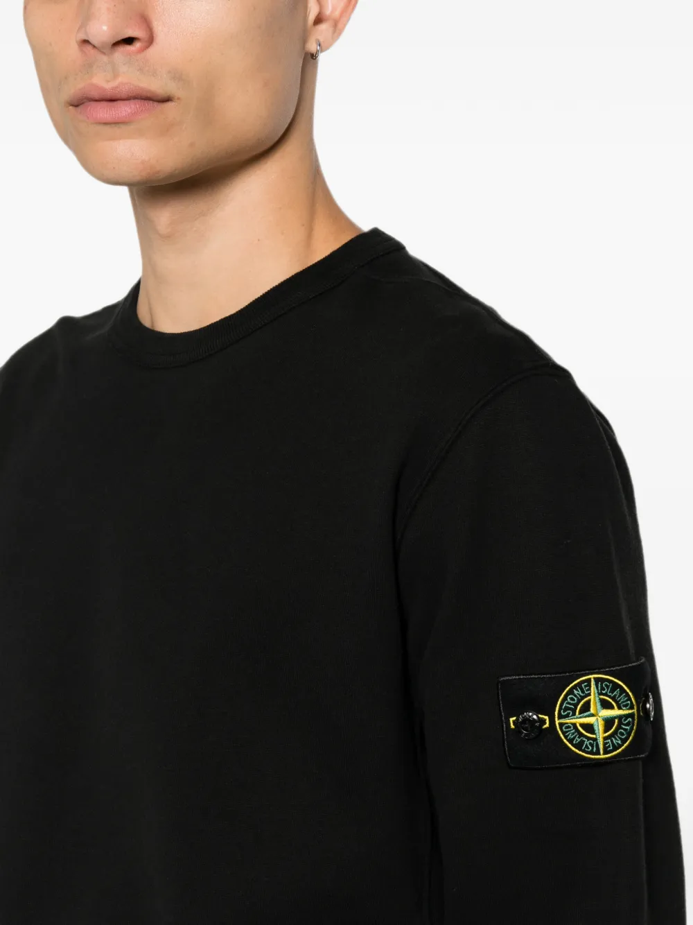 Stone Island 6100049 sweater van geborstelde biologische katoenen fleece Zwart