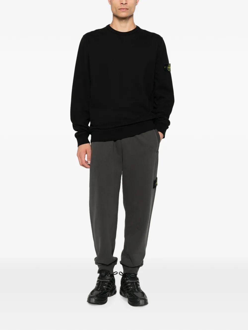 Stone Island 6100049 sweater van geborstelde biologische katoenen fleece Zwart