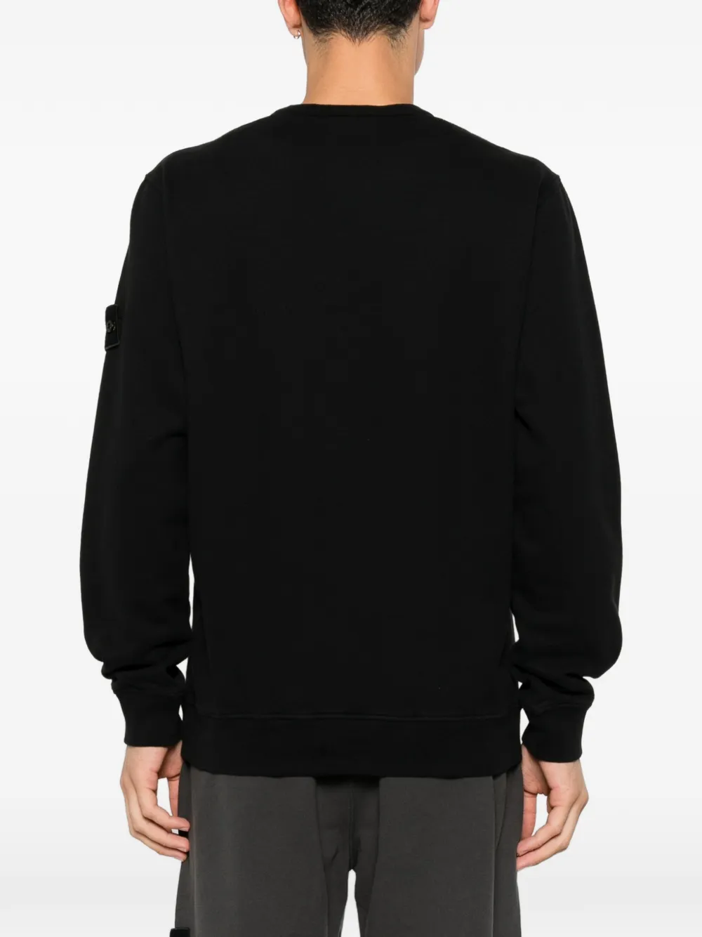 Stone Island 6100049 sweater van geborstelde biologische katoenen fleece Zwart