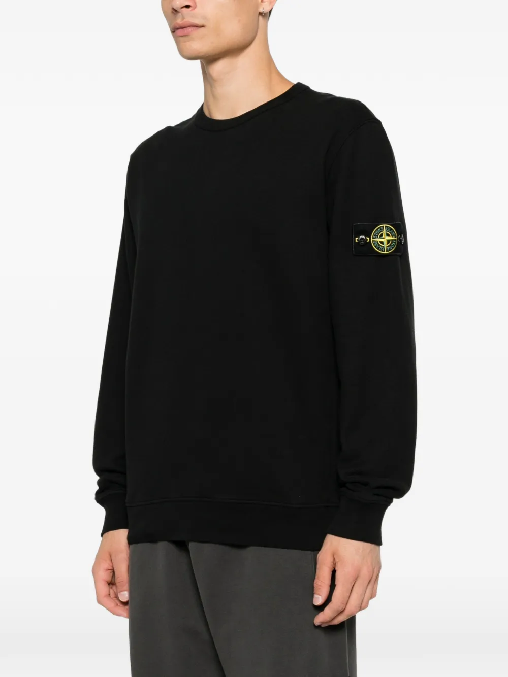 Stone Island 6100049 sweater van geborstelde biologische katoenen fleece Zwart