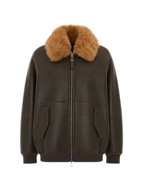 Brunello Cucinelli shearling-collar leather jacket