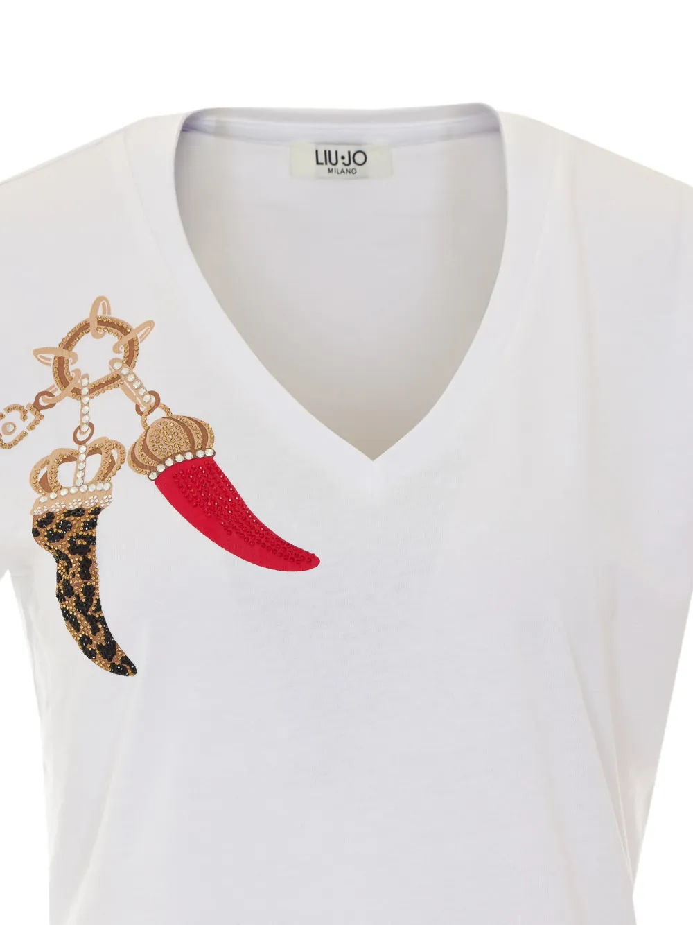 LIU JO T-shirt met V-hals Wit