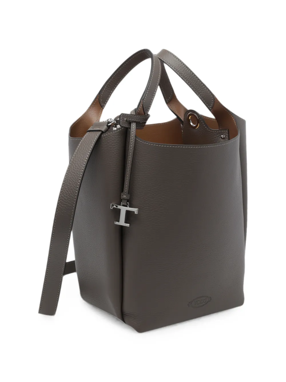 Tod's Leren bucket-tas met logo-bedel Grijs