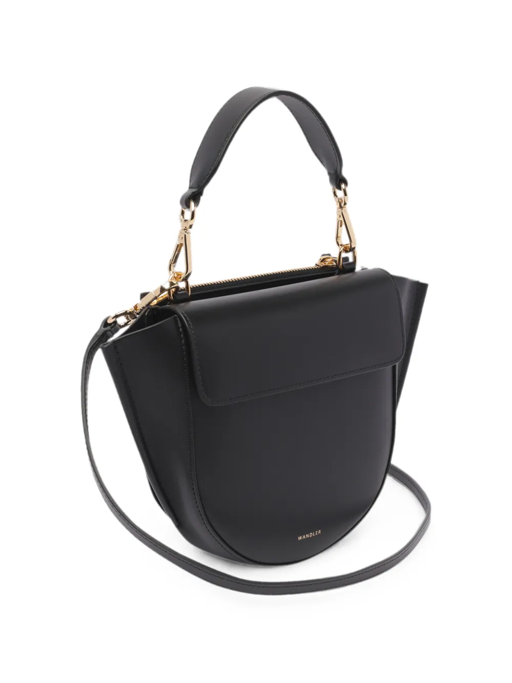 Wandler Hortensia leren mini-clutch Zwart