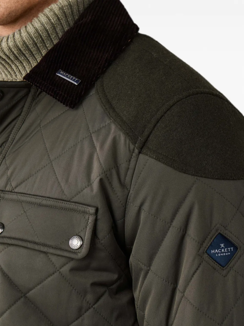 Hackett London Kinloch Hybrid gewatteerd jack Groen
