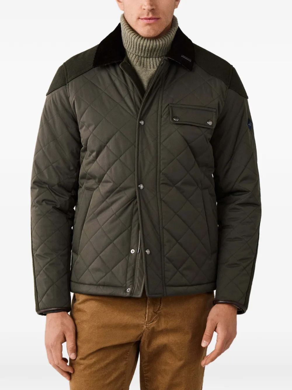 Hackett London Kinloch Hybrid gewatteerd jack Groen