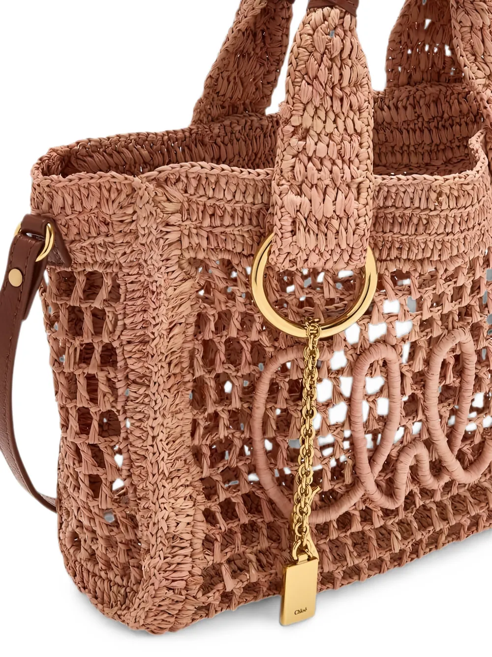 Chloé Kleine Summer Banana raffia shopper Bruin