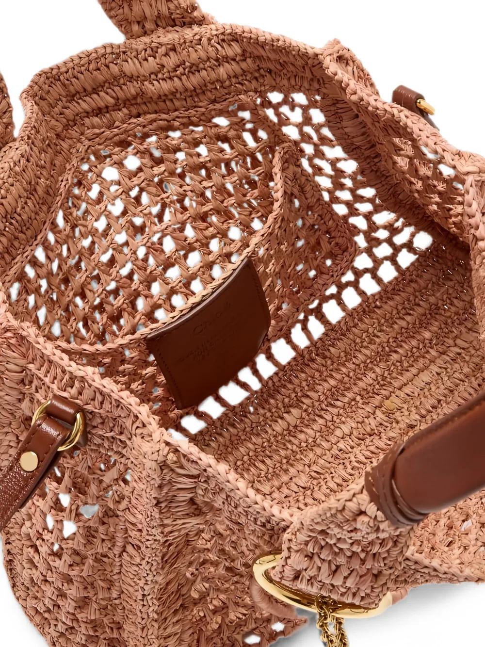 Chloé Kleine Summer Banana raffia shopper Bruin