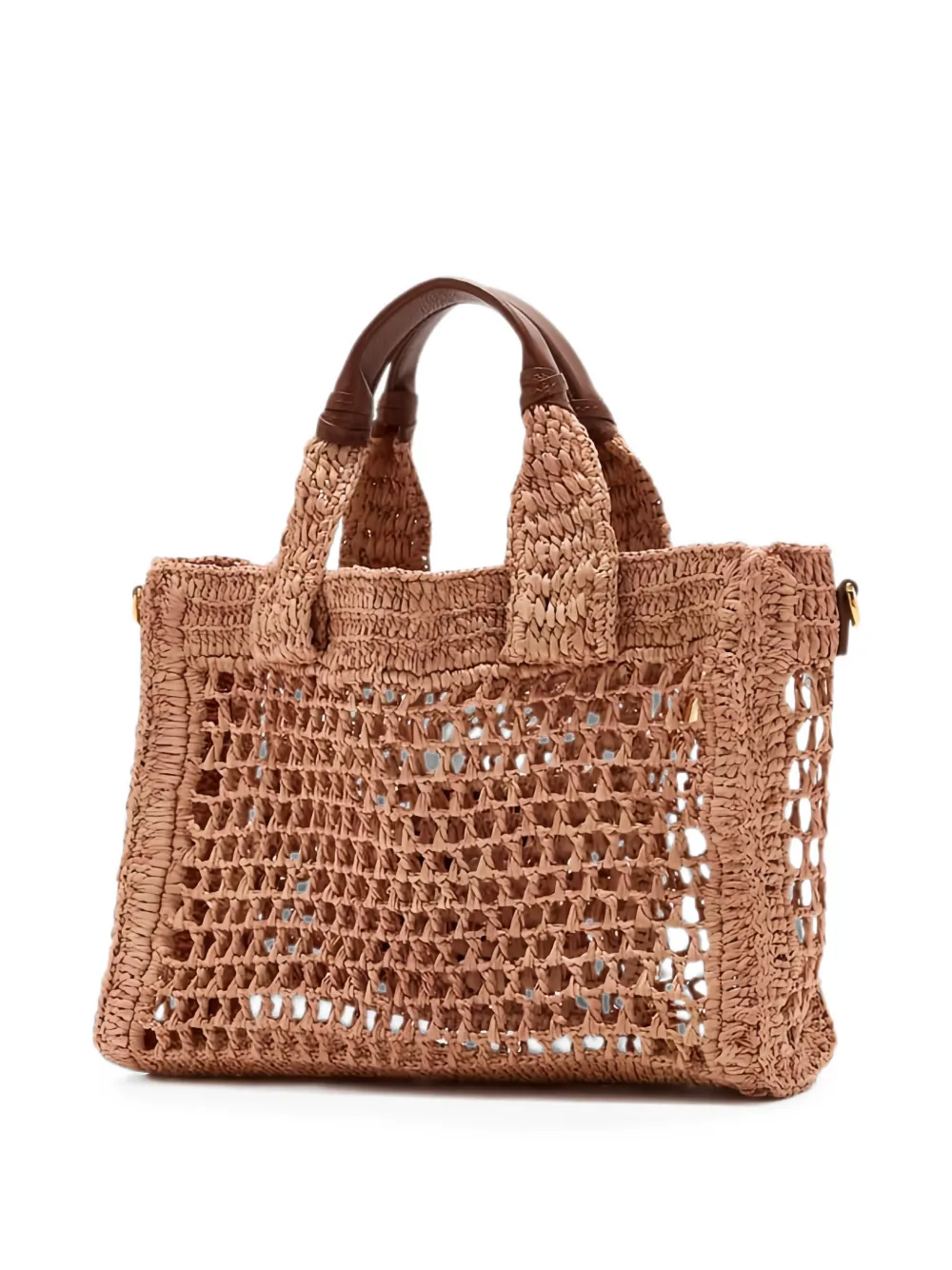 Chloé Kleine Summer Banana raffia shopper Bruin
