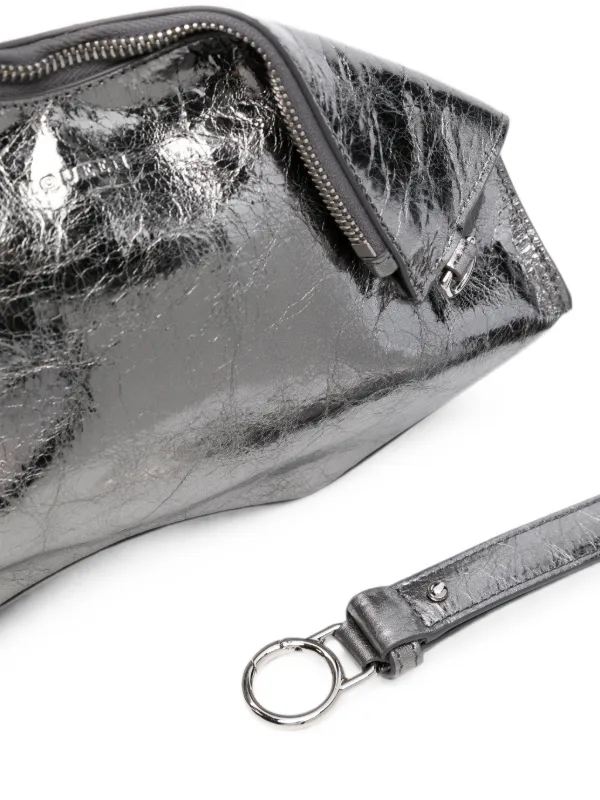Alexander McQueen Manta メタリックレザークラッチバッグ | シルバー