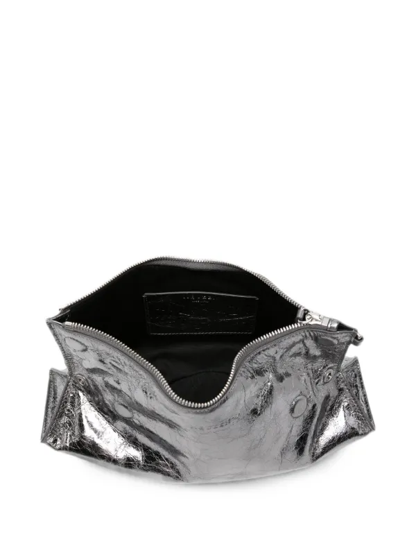 Alexander McQueen Manta メタリックレザークラッチバッグ | シルバー