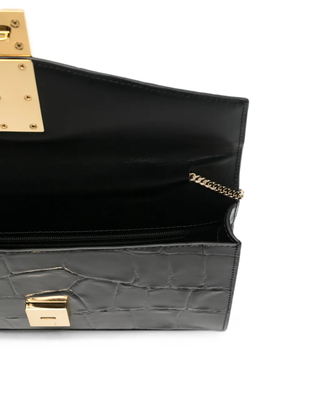 DeMellier Vancouver croc-effect clutch bag Zwart