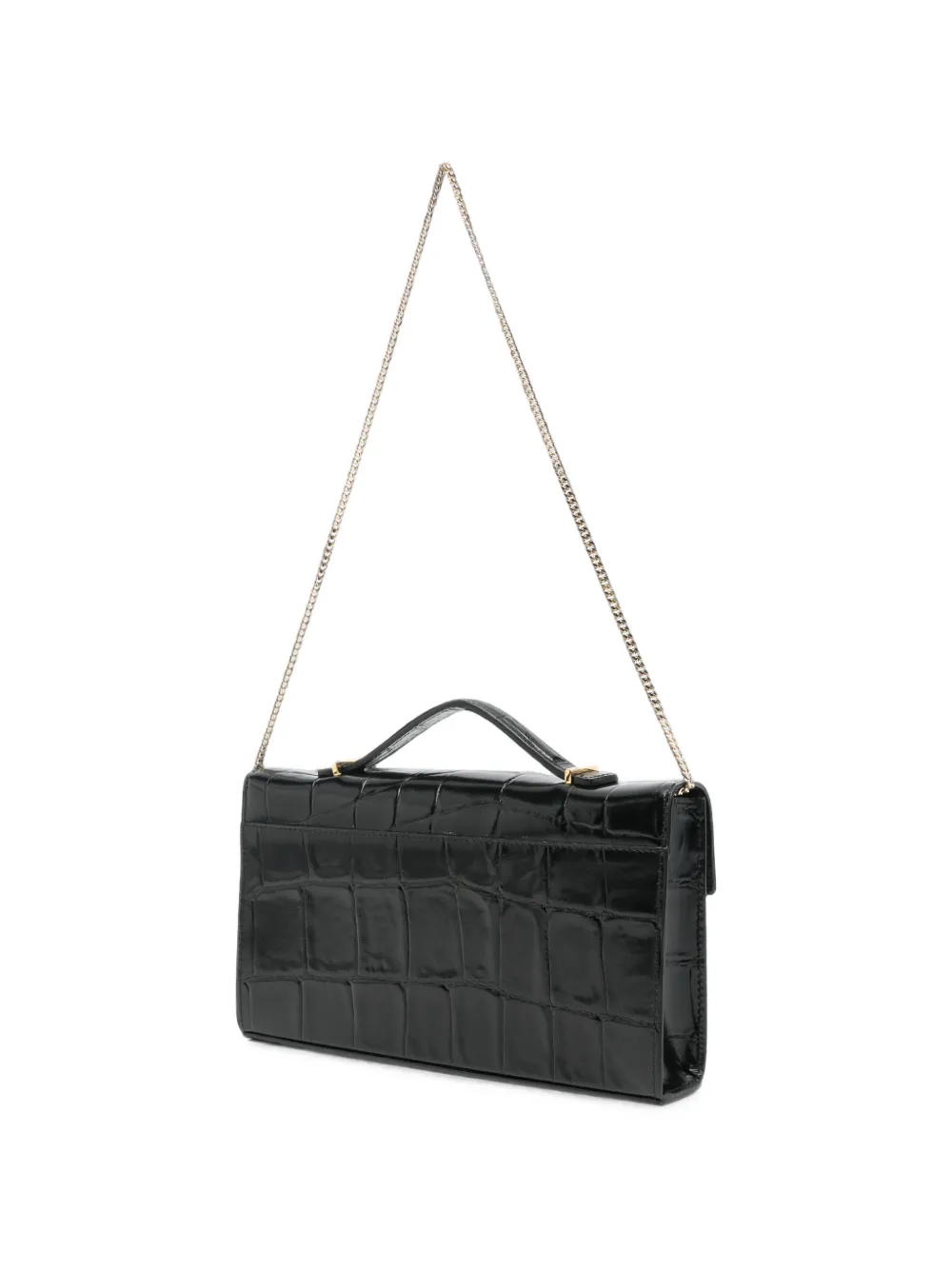 DeMellier Vancouver croc-effect clutch bag Zwart