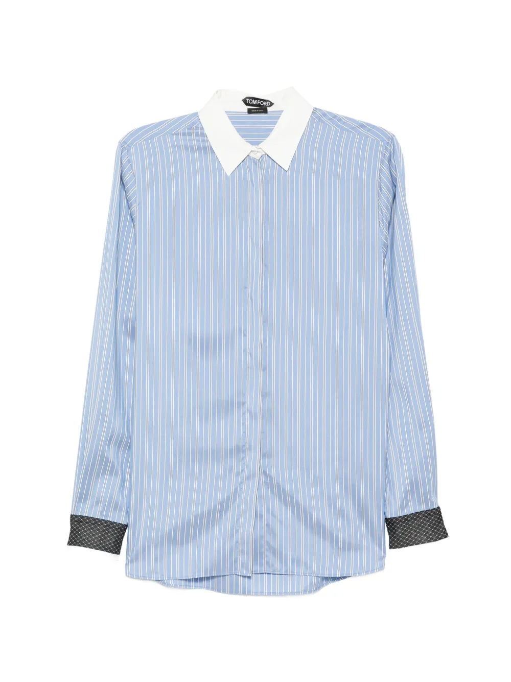 TOM FORD striped-pattern silk shirt - Blau