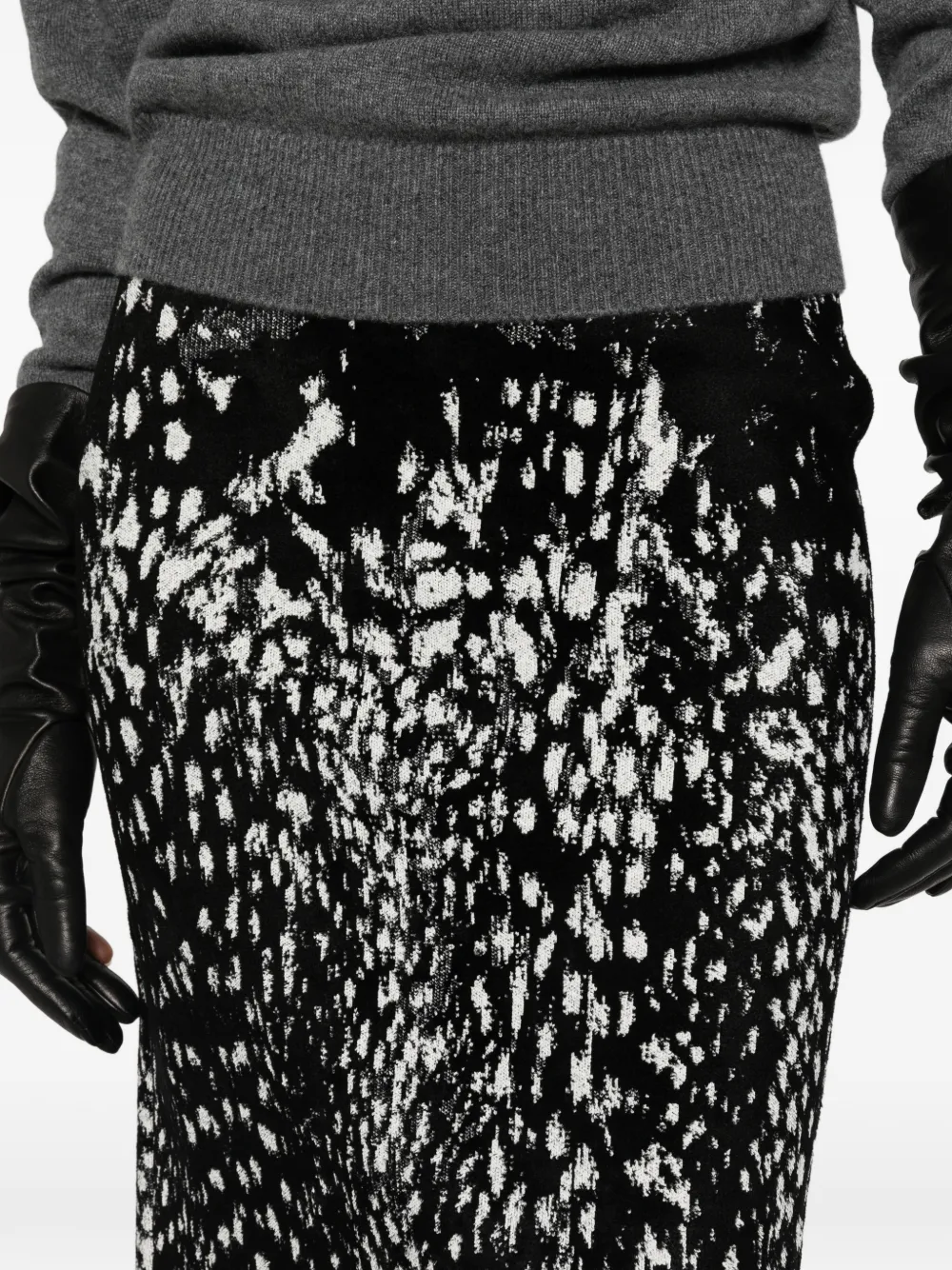 TOM FORD Lynx midi-kokerrok met jacquard Zwart