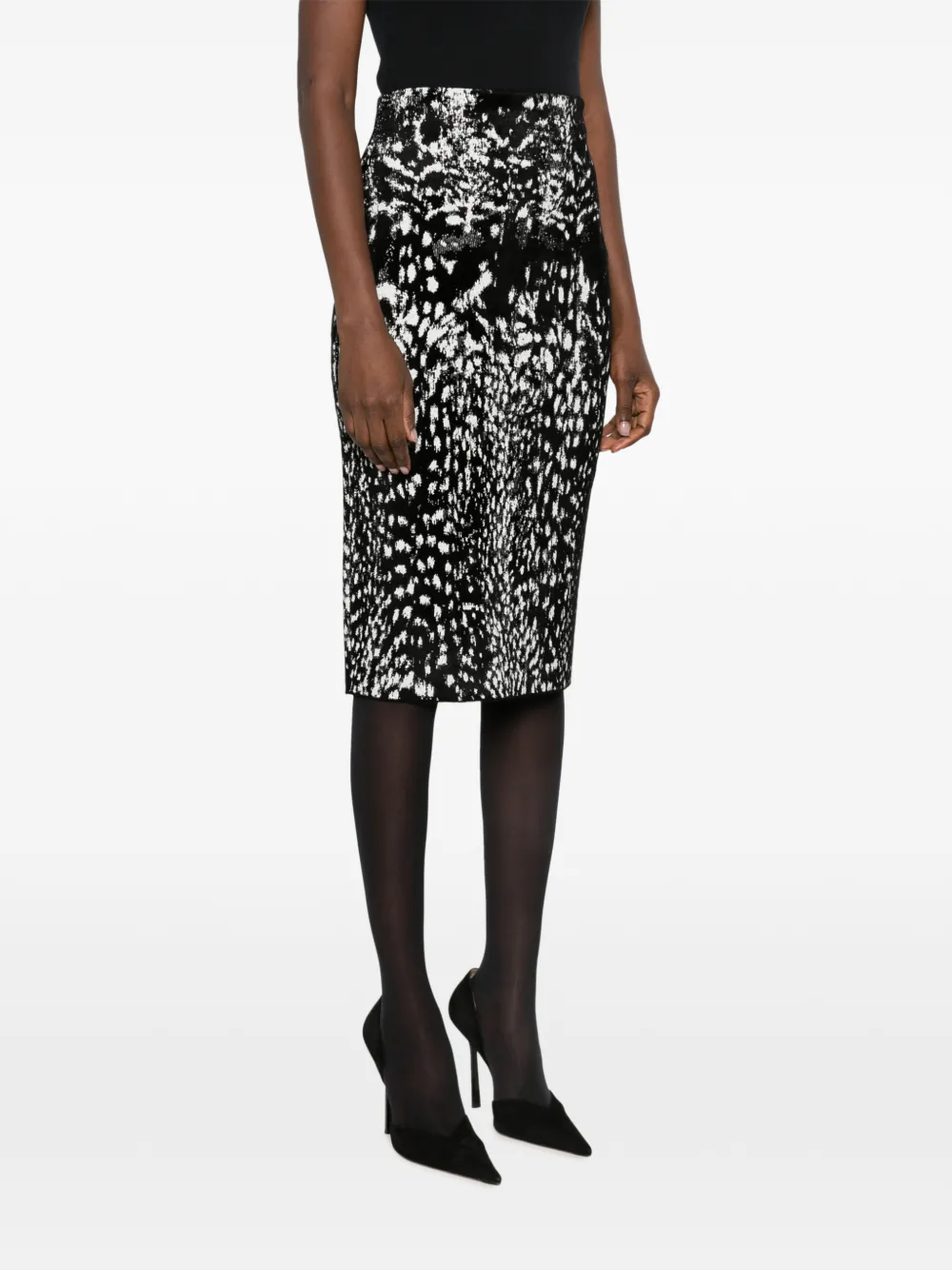 TOM FORD Lynx midi-kokerrok met jacquard Zwart