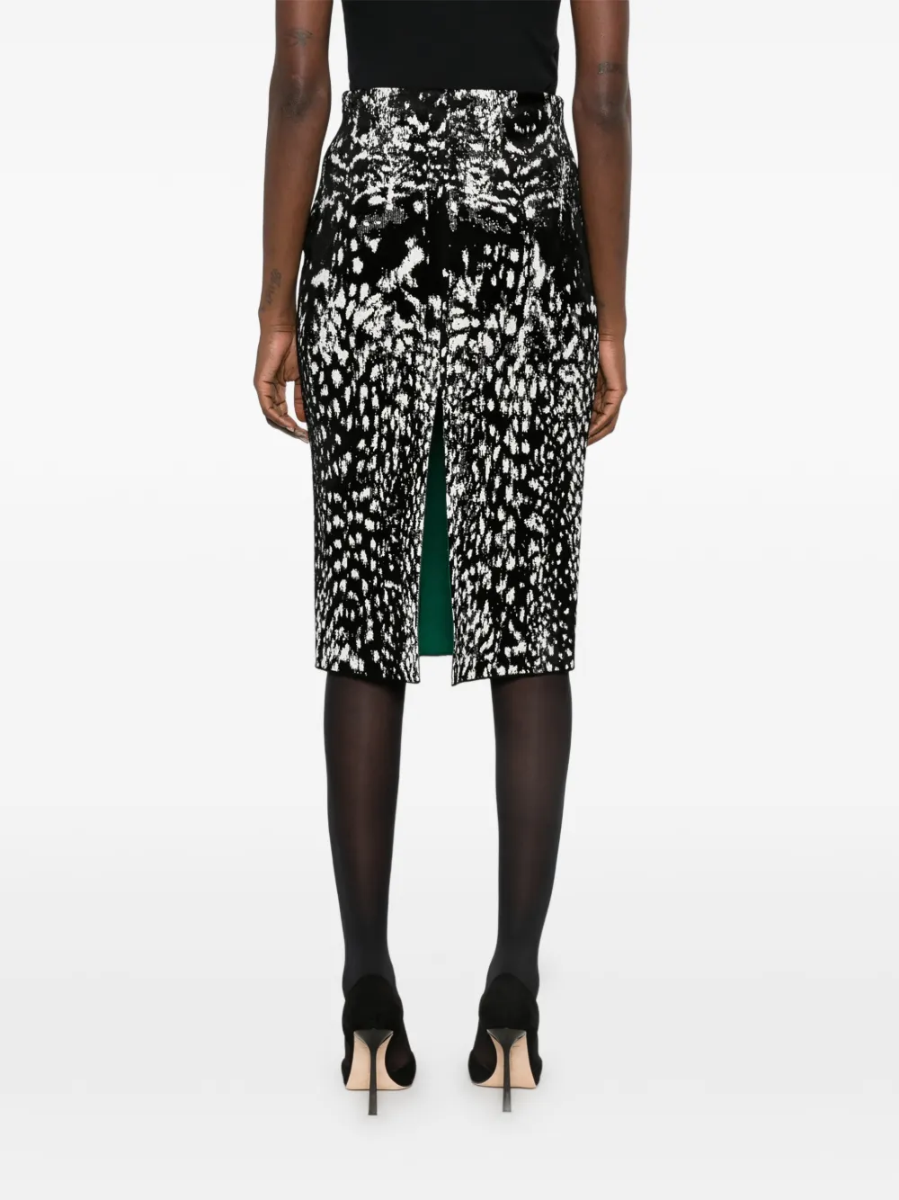 TOM FORD Lynx midi-kokerrok met jacquard Zwart