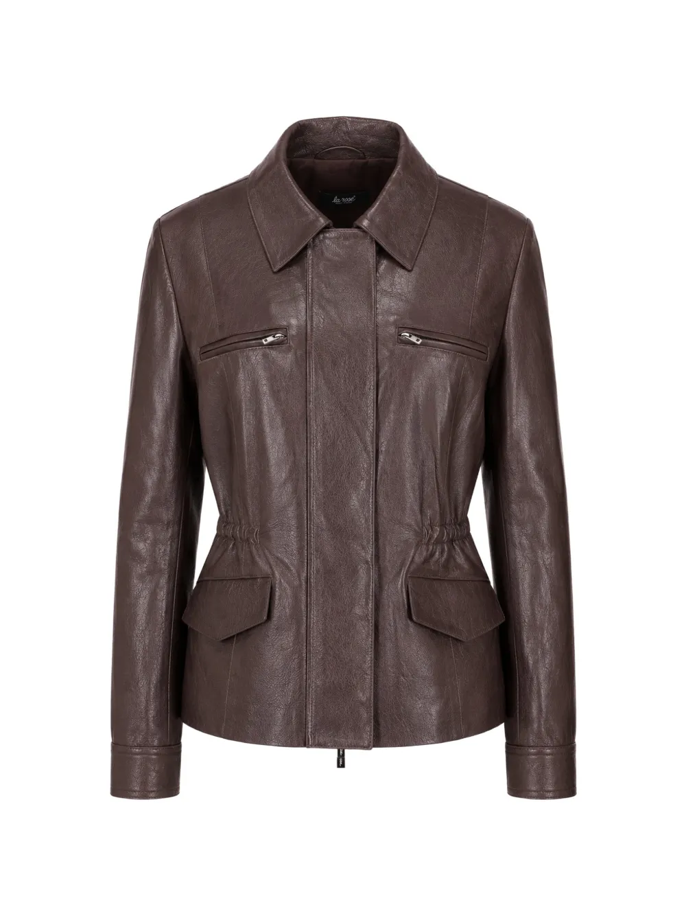 La-Rose zip-up leather jacket - Marrone