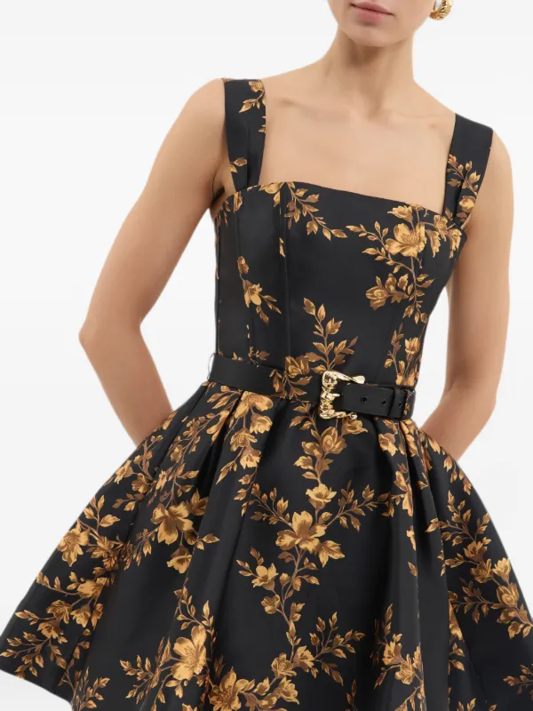 Rebecca Vallance Gilded Floral Mini Dress | Black
