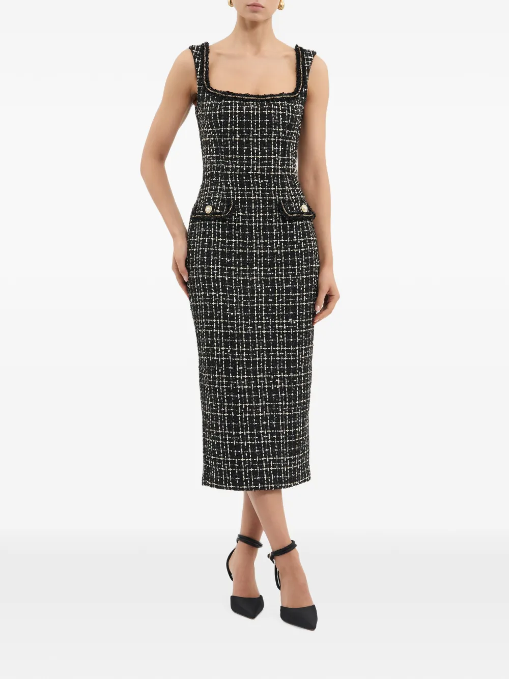 Rebecca Vallance Meringue midi-jurk Zwart