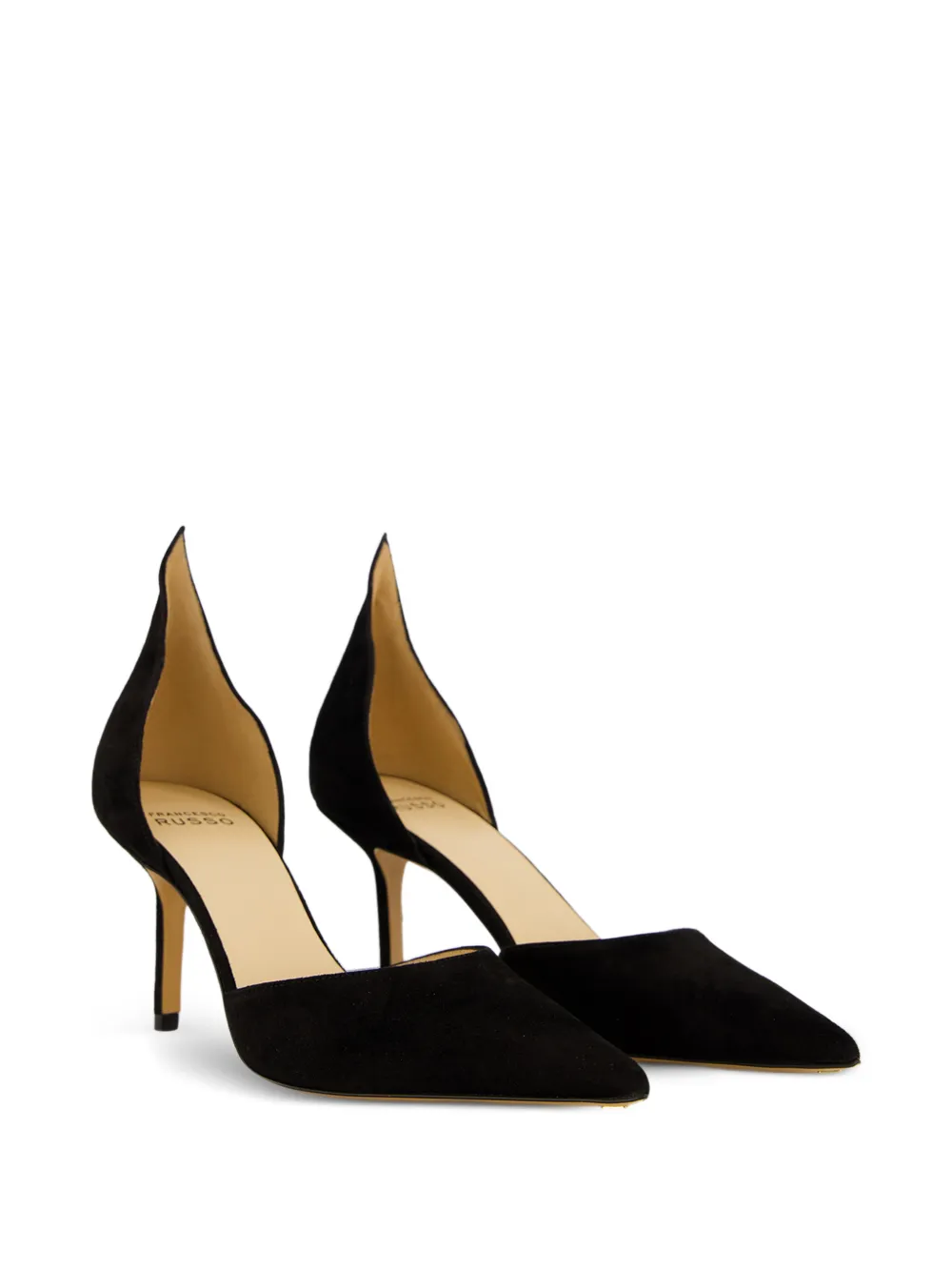 Francesco Russo Suède pumps met hoge rug Zwart