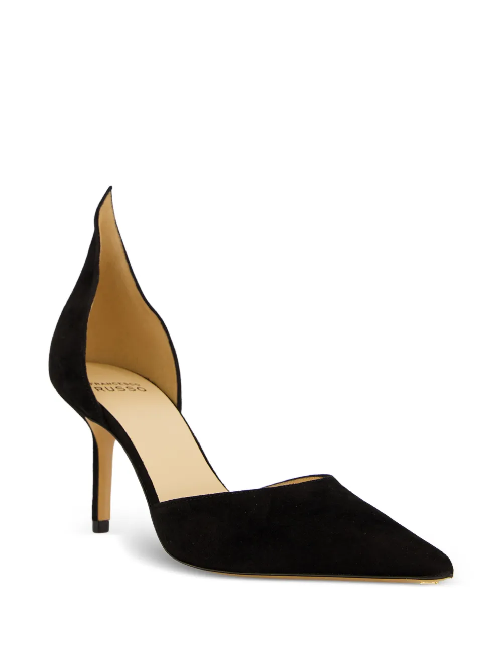 Francesco Russo Suède pumps met hoge rug Zwart