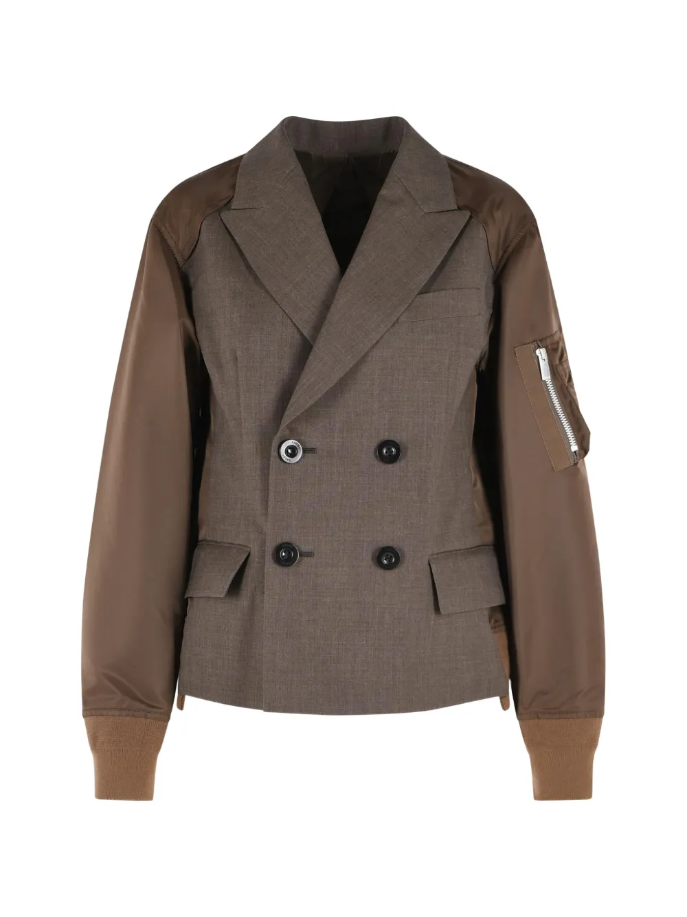 sacai double-breasted panelled jacket - Braun