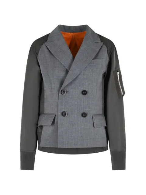 sacai double-breasted paneled jacket
