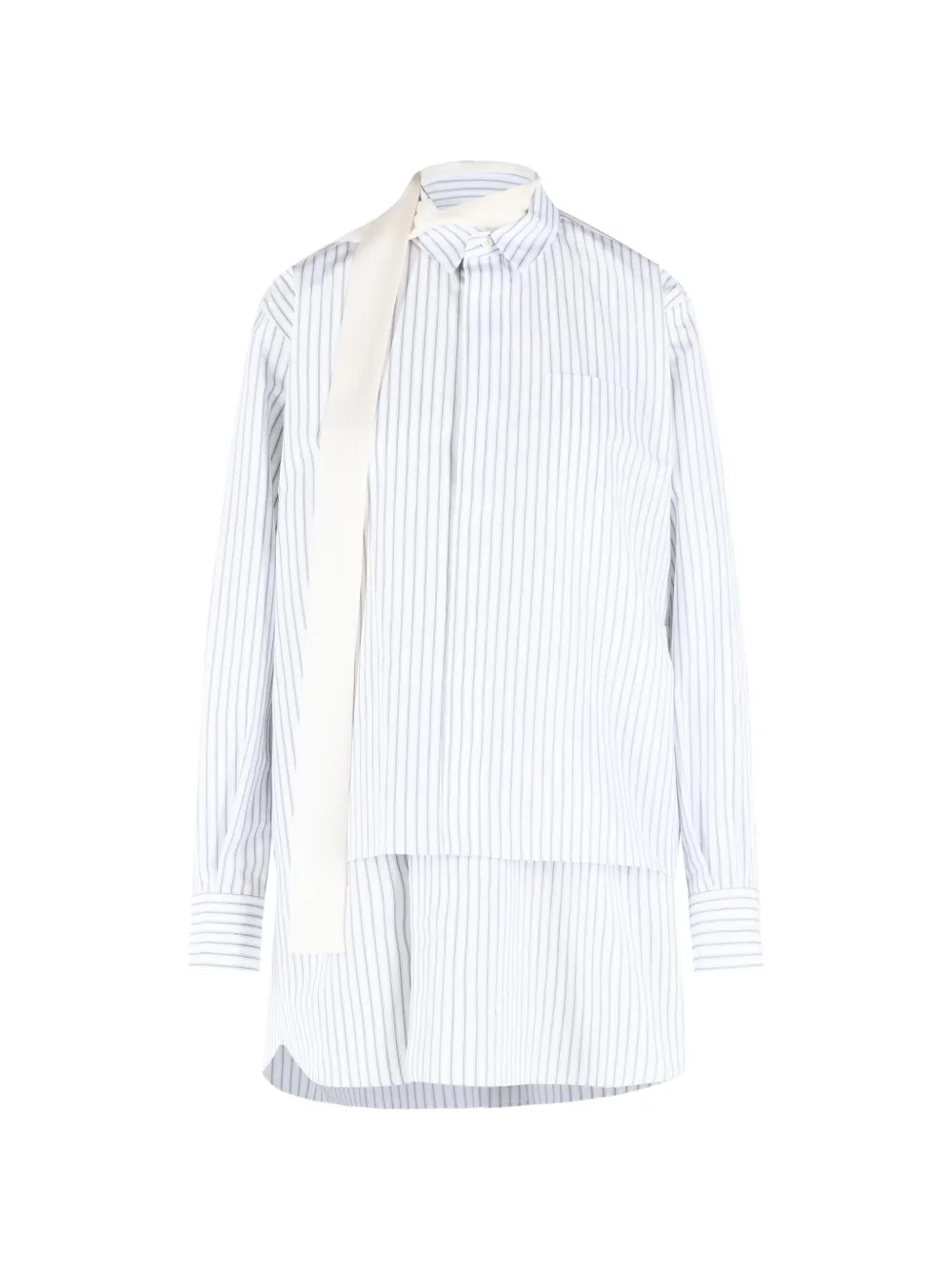 sacai striped scarf-detail mini dress - Weiß