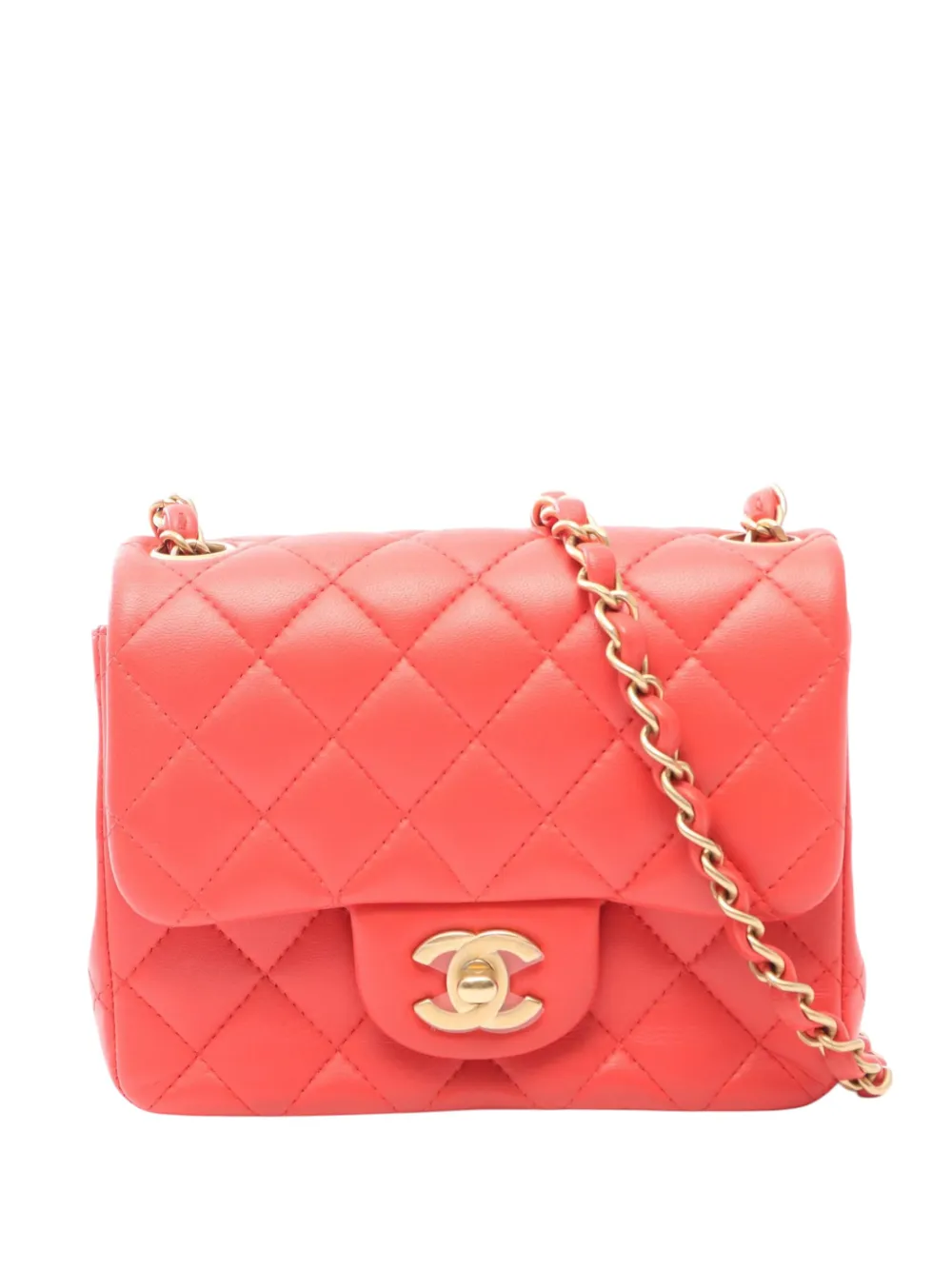 CHANEL Pre-Owned 2019 Mini Square Classic Lambskin Single Flap crossbody bag - Rosa
