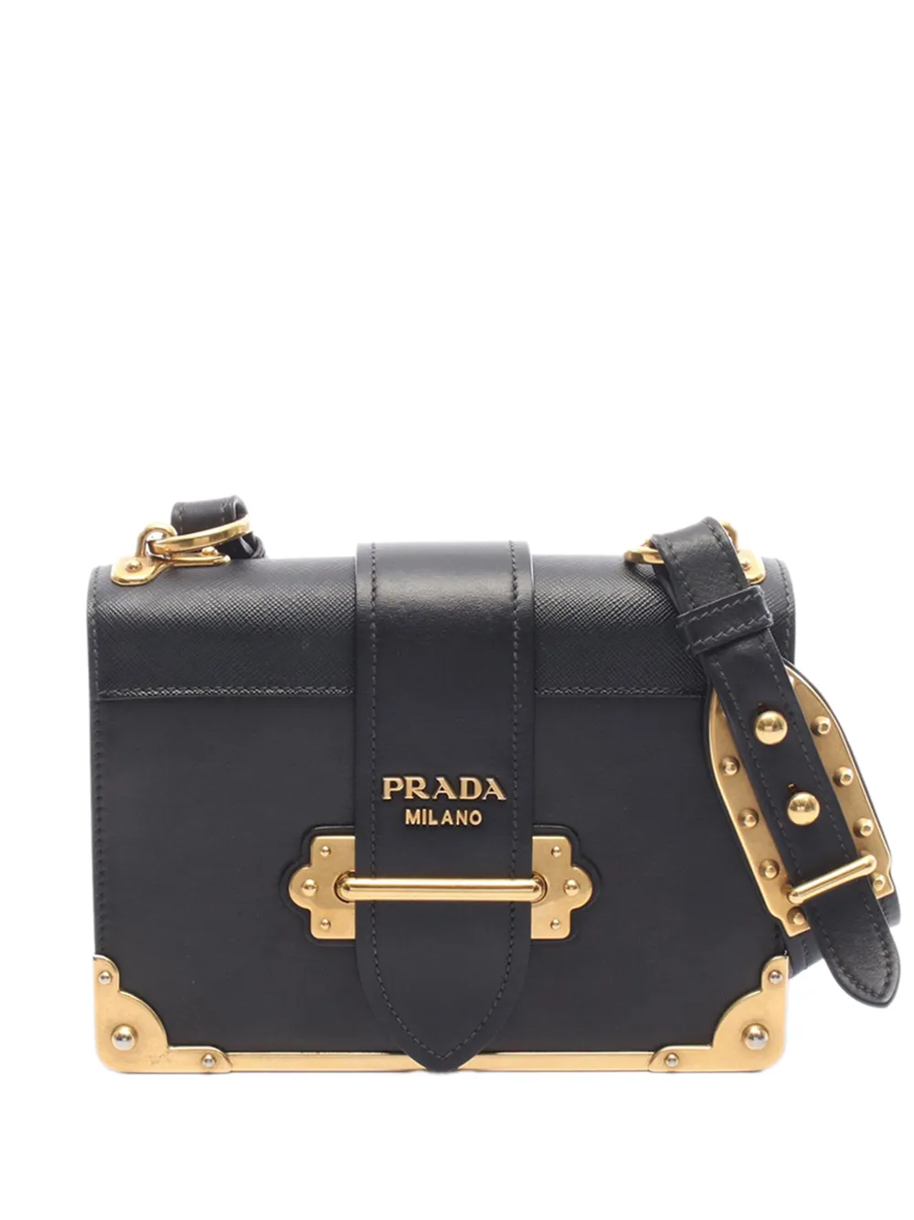 Prada Pre-Owned 2010-2026 Saffiano Trimmed City Calf Cahier crossbody bag - Nero