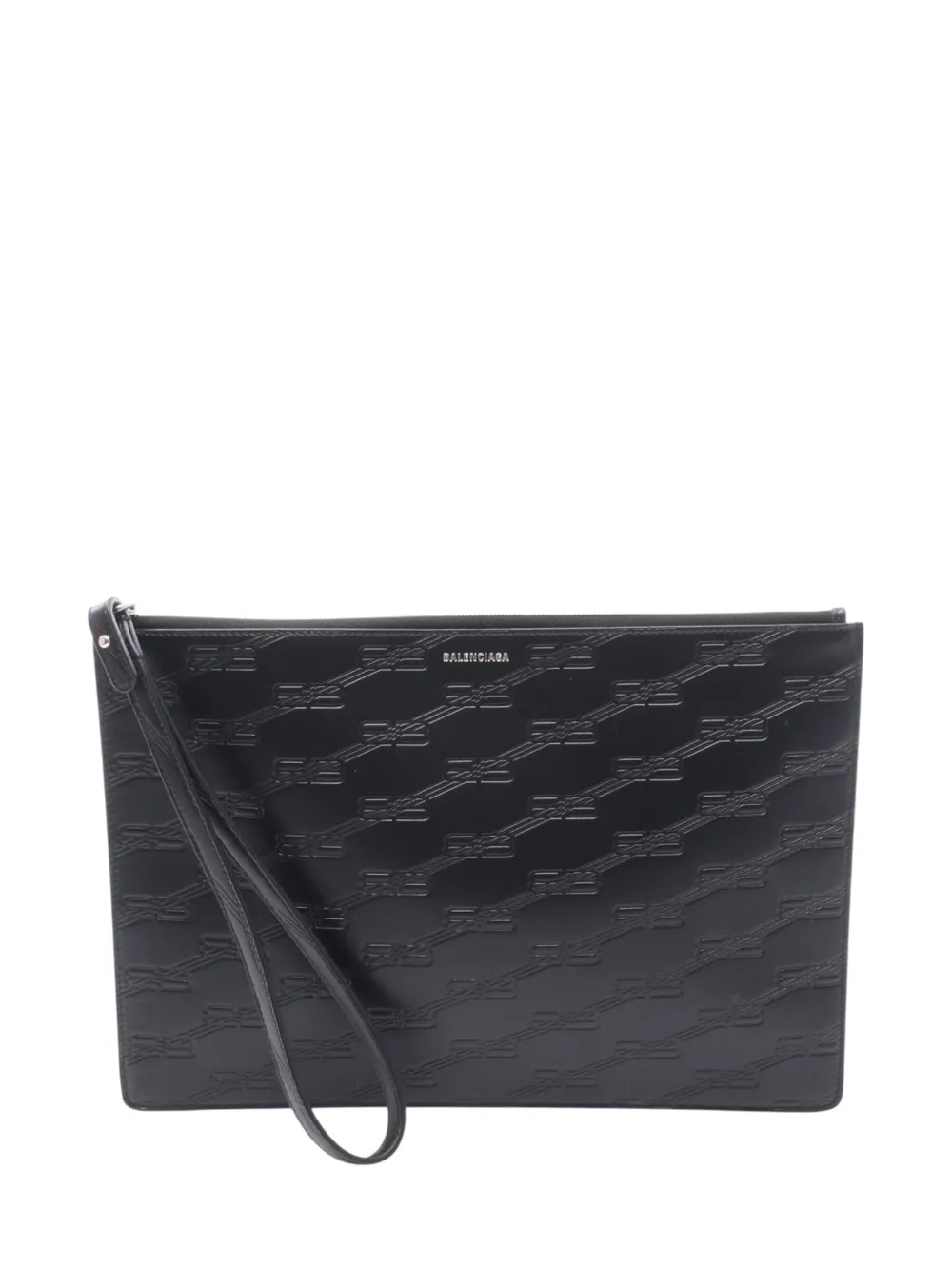 Balenciaga Pre-Owned 2018-2026 BB Monogram Embossed Leather Wristlet clutch bag - Schwarz