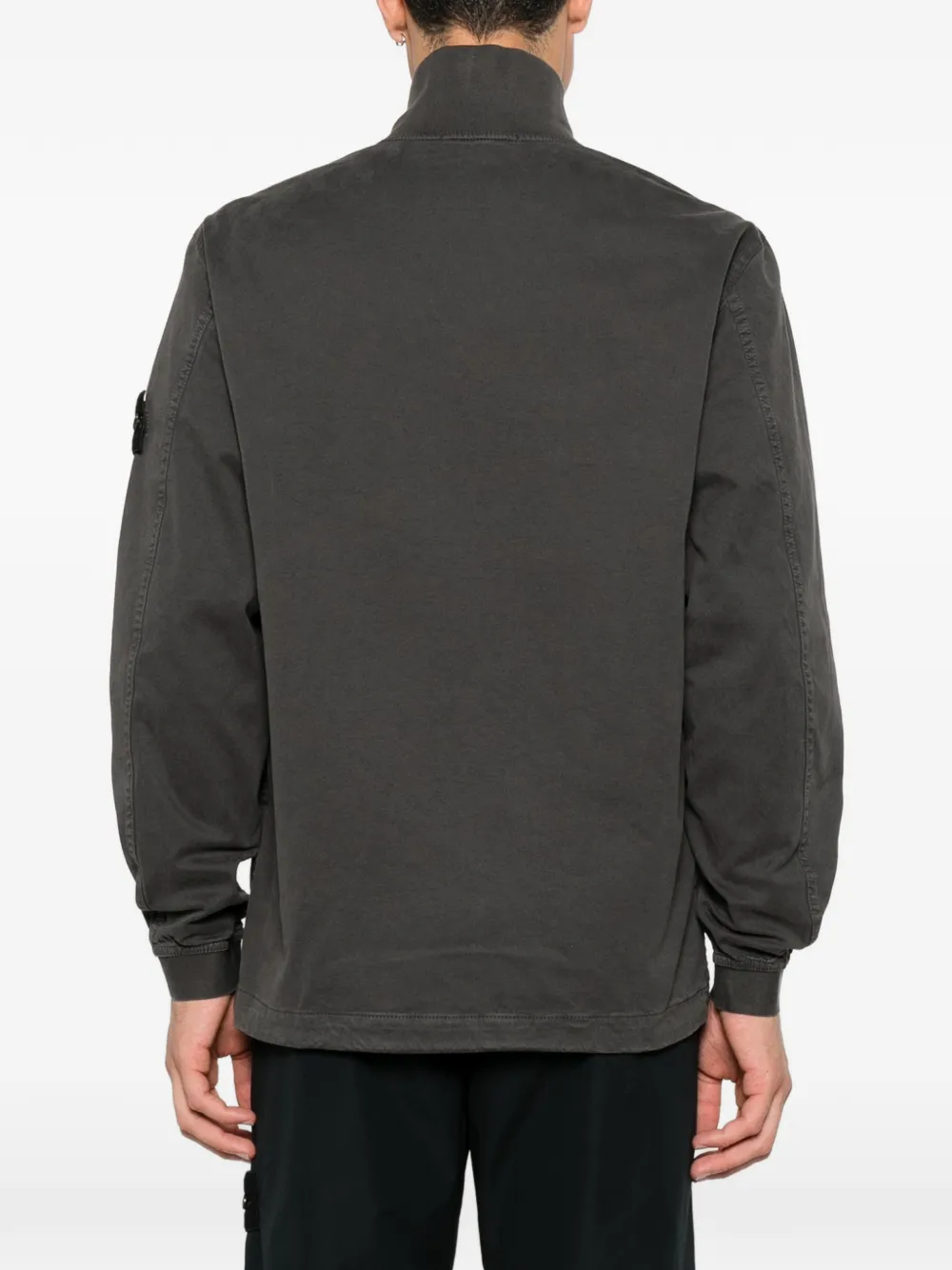 Stone Island Shirtjack met logopatch en rits Grijs
