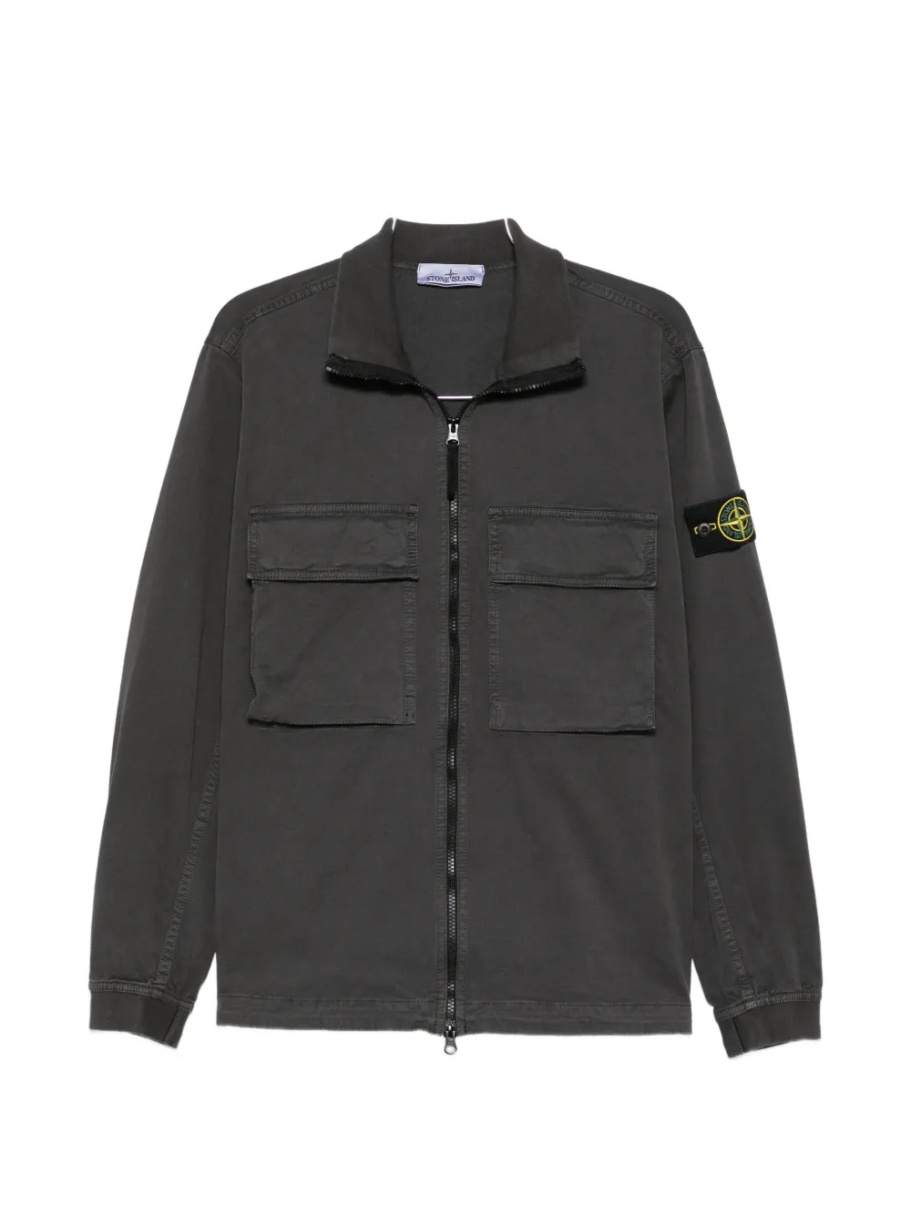 Stone Island logo-patch zip-up shirt jacket - Grigio