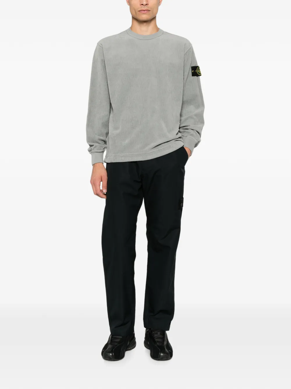 Stone Island Ribfluwelen sweater met logo-patch Grijs