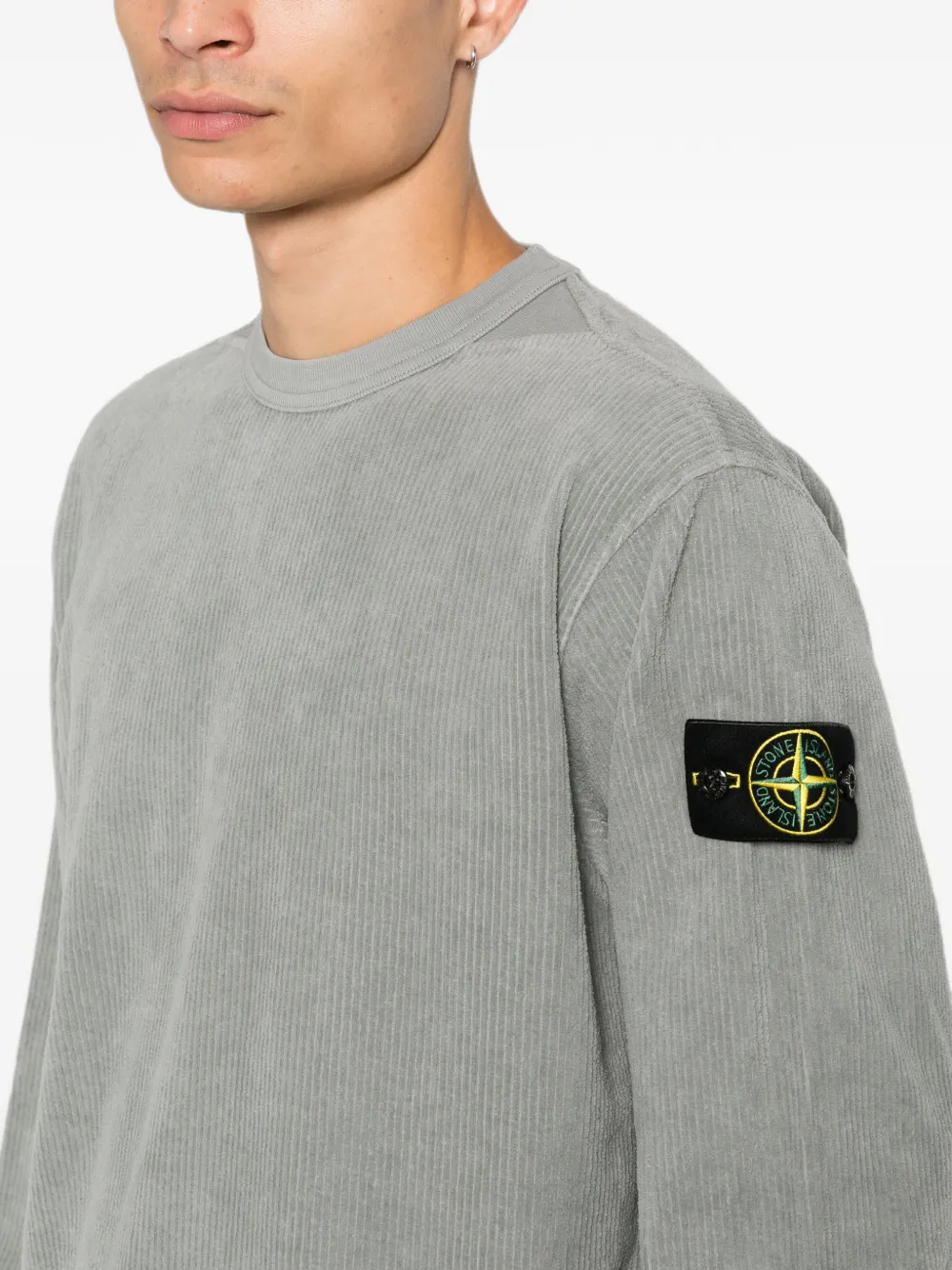 Stone Island Ribfluwelen sweater met logo-patch Grijs