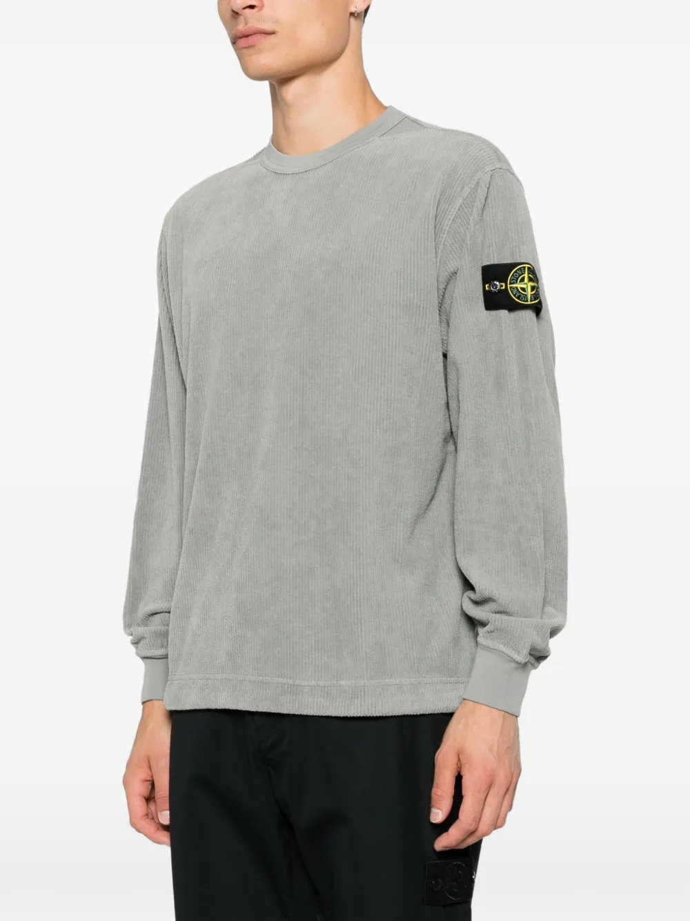 Stone Island Ribfluwelen sweater met logo-patch Grijs