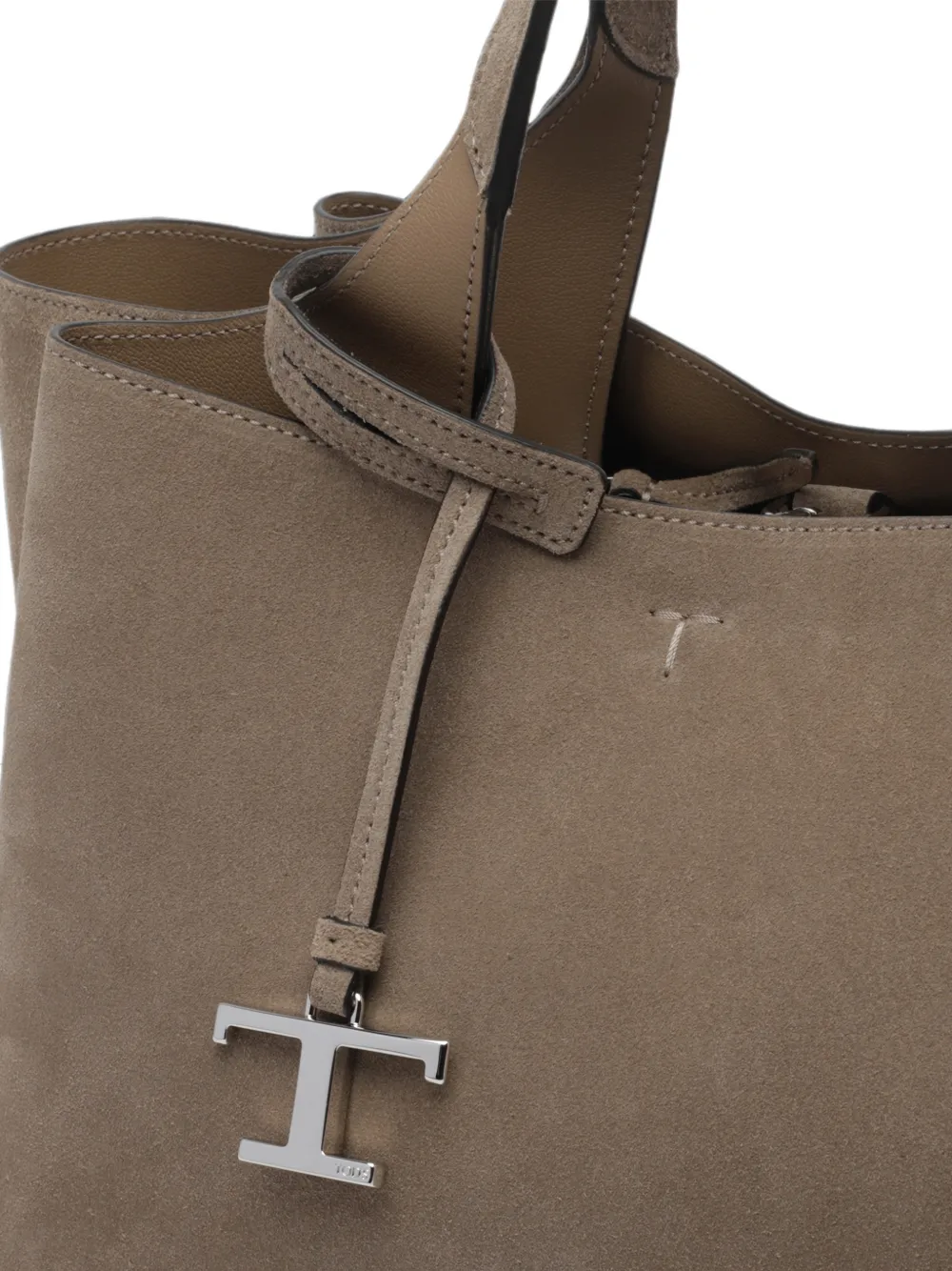 Tod's Suède shopper met T-logo Beige