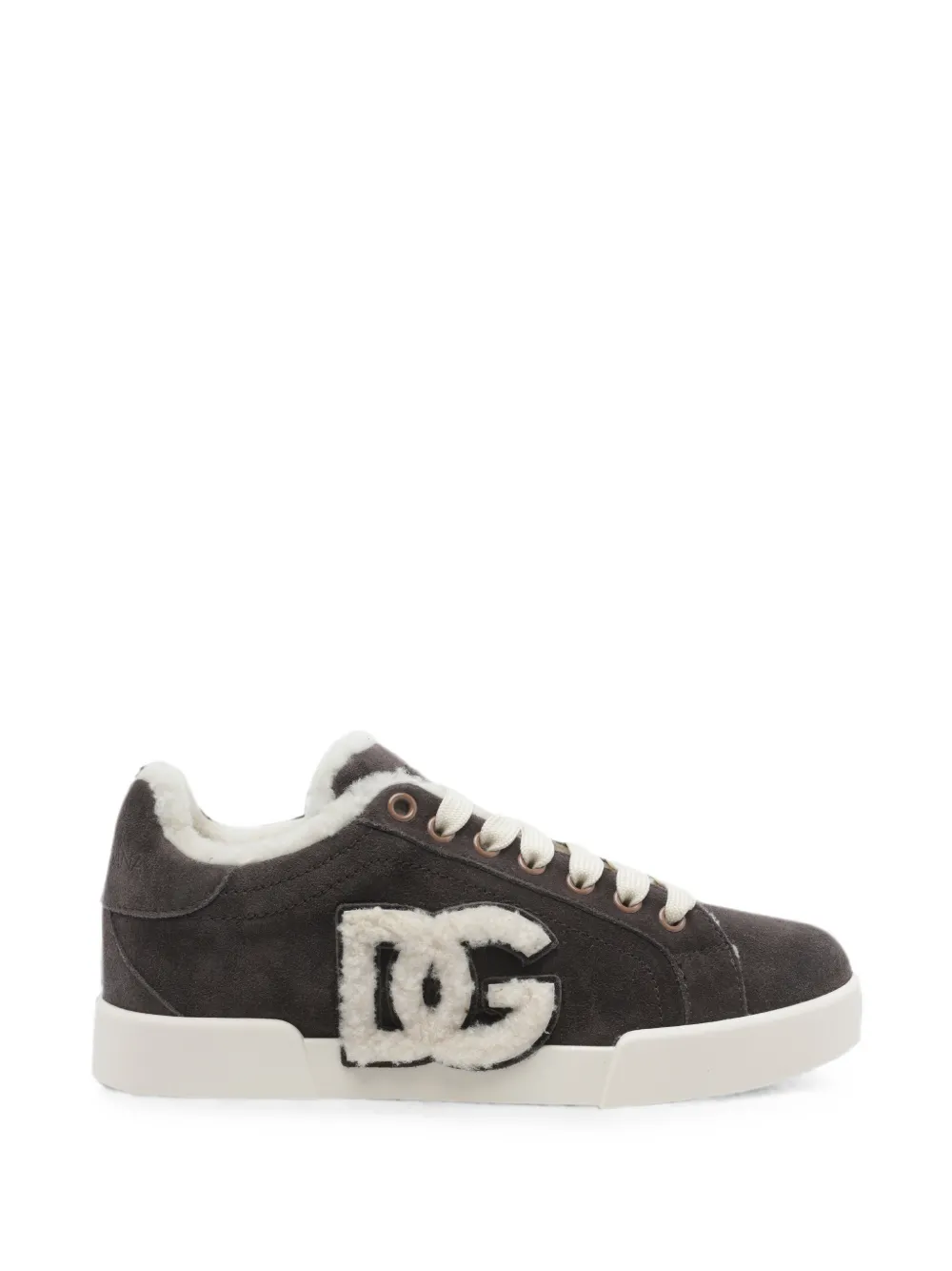 Dolce & Gabbana DG logo shearling-trim sneakers Grijs