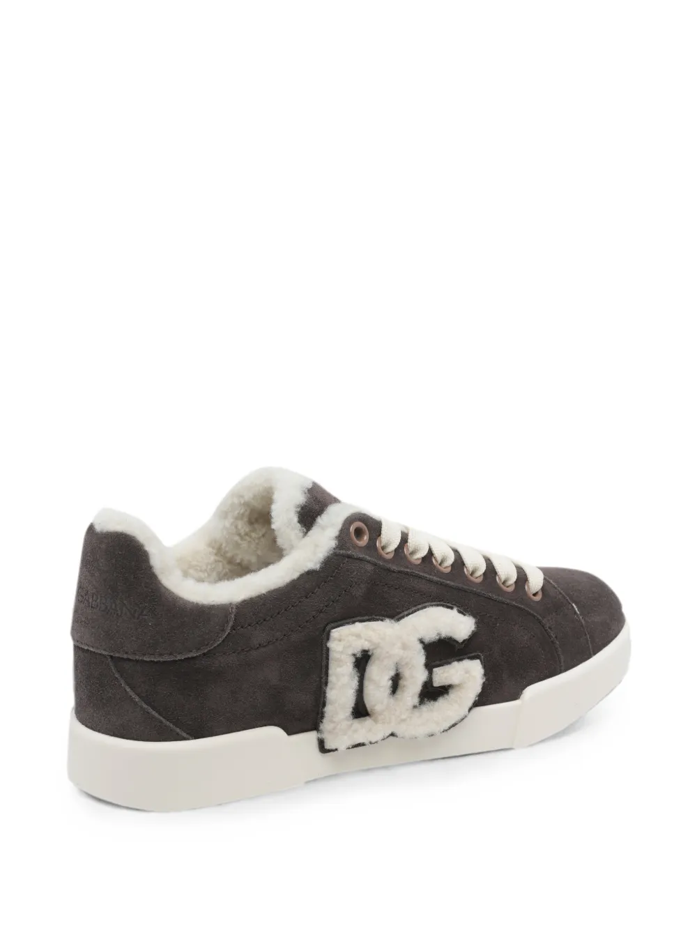 Dolce & Gabbana DG logo shearling-trim sneakers Grijs