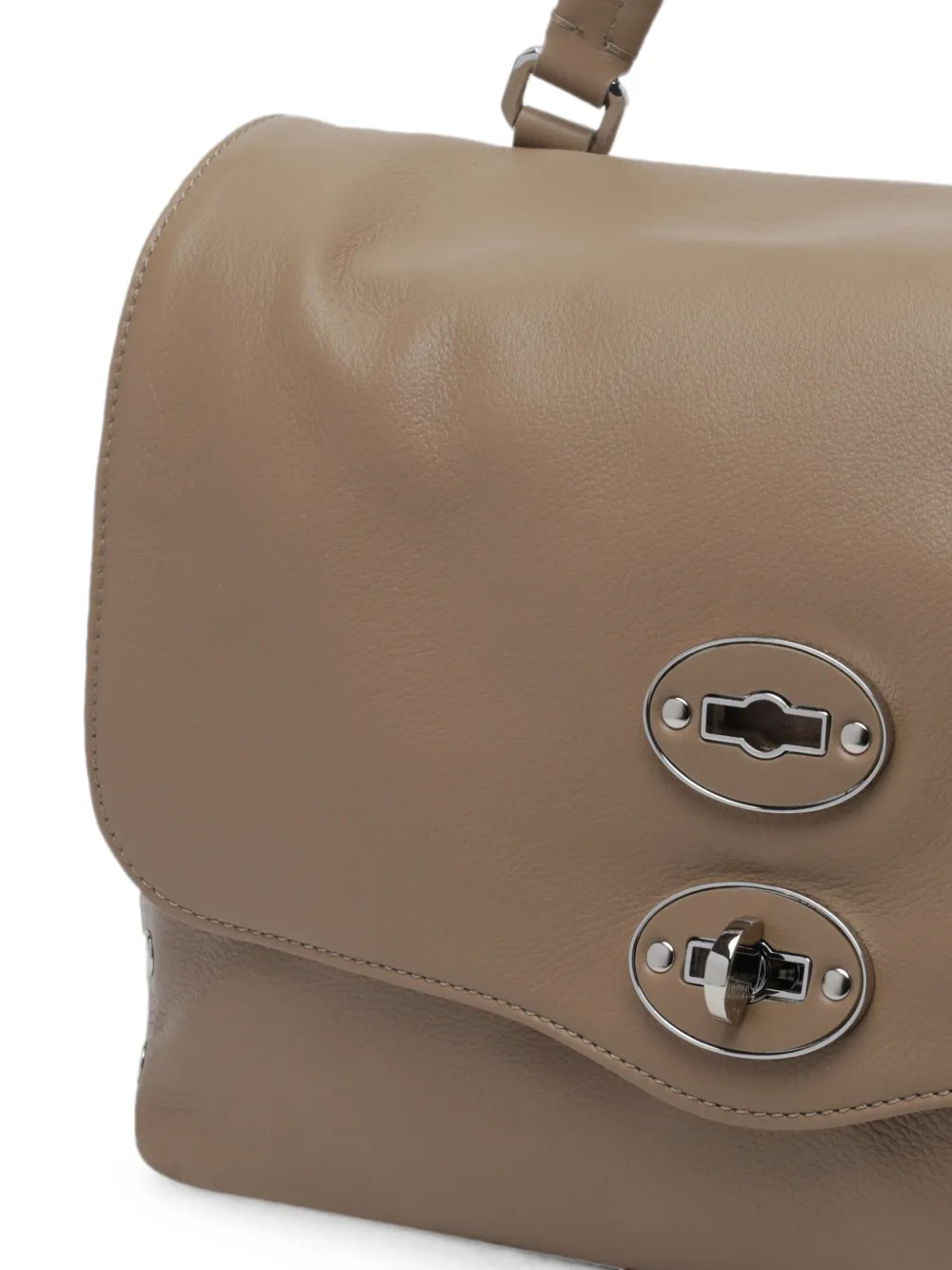Zanellato Medium Postina leren schoudertas met studs Bruin