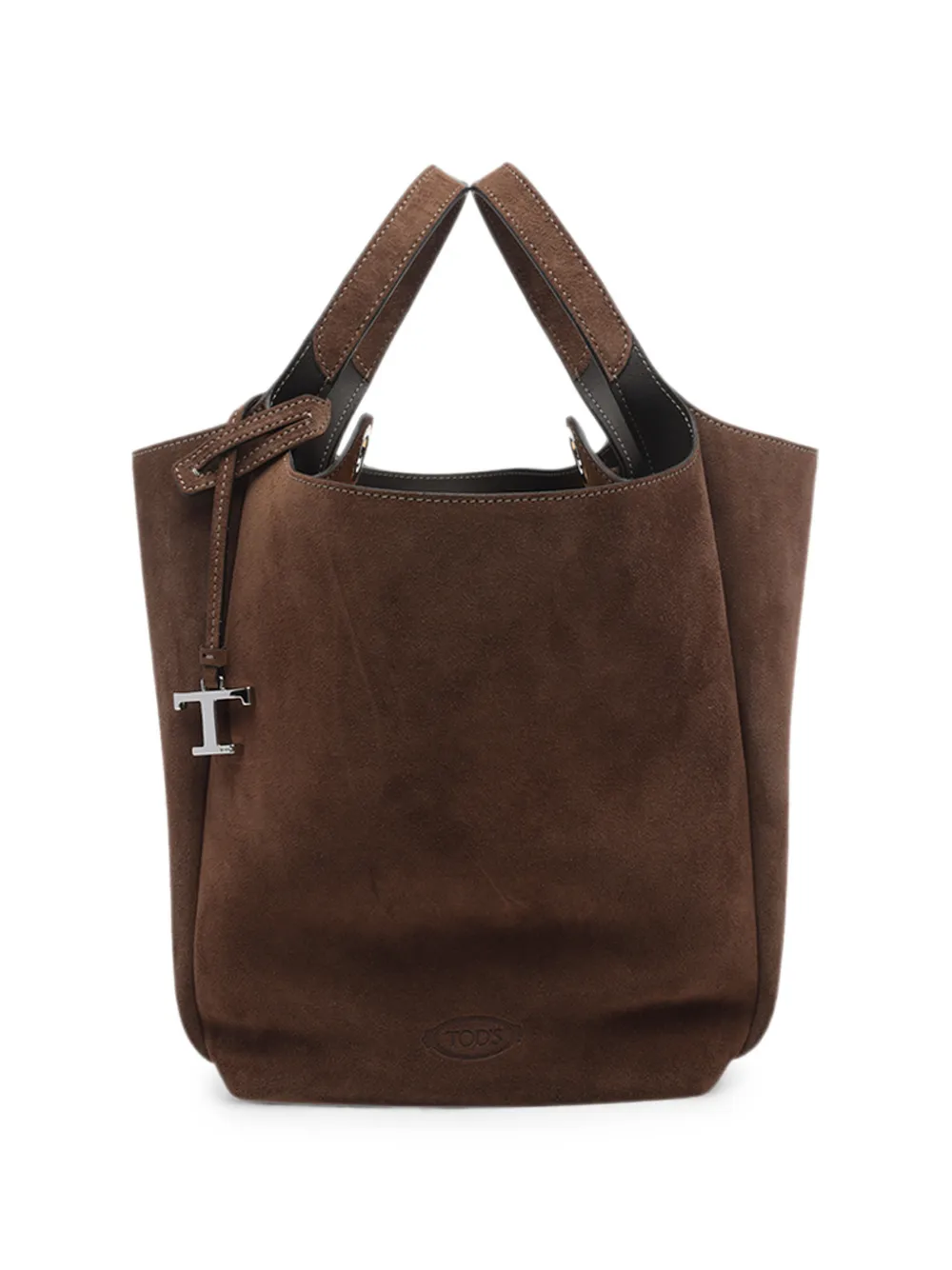Tod's T-logo suede bucket bag - Marrone