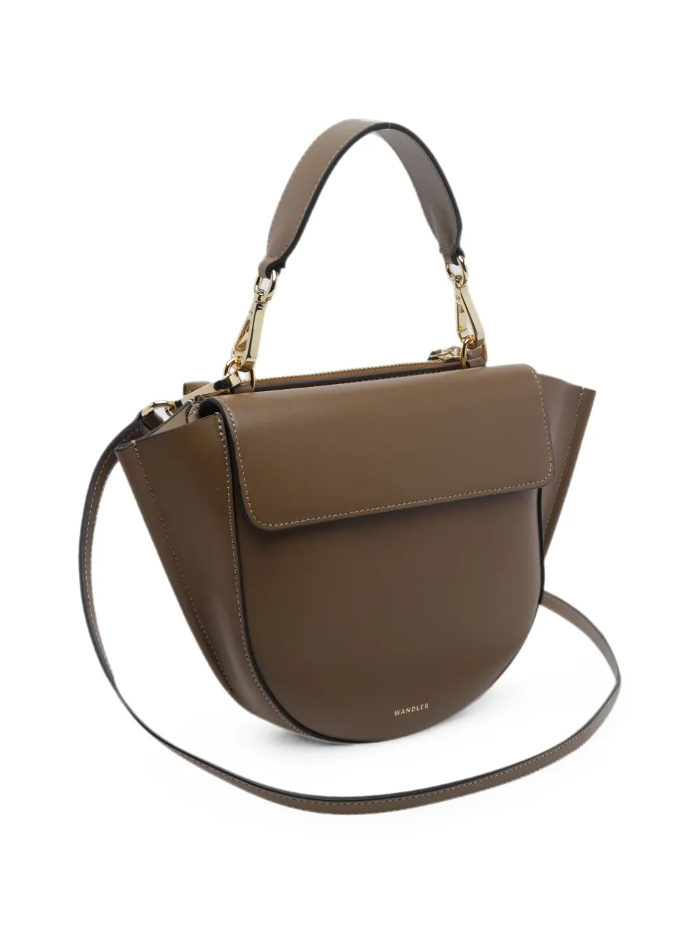 Wandler Hortensia leren clutch Bruin