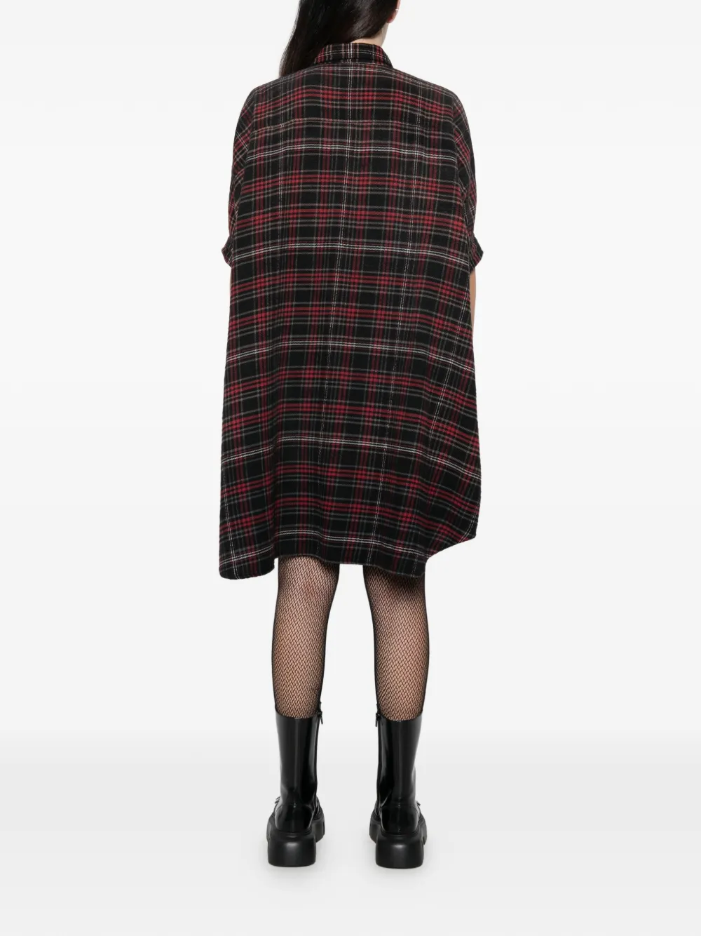 R13 plaid oversized mini shirtdress Zwart
