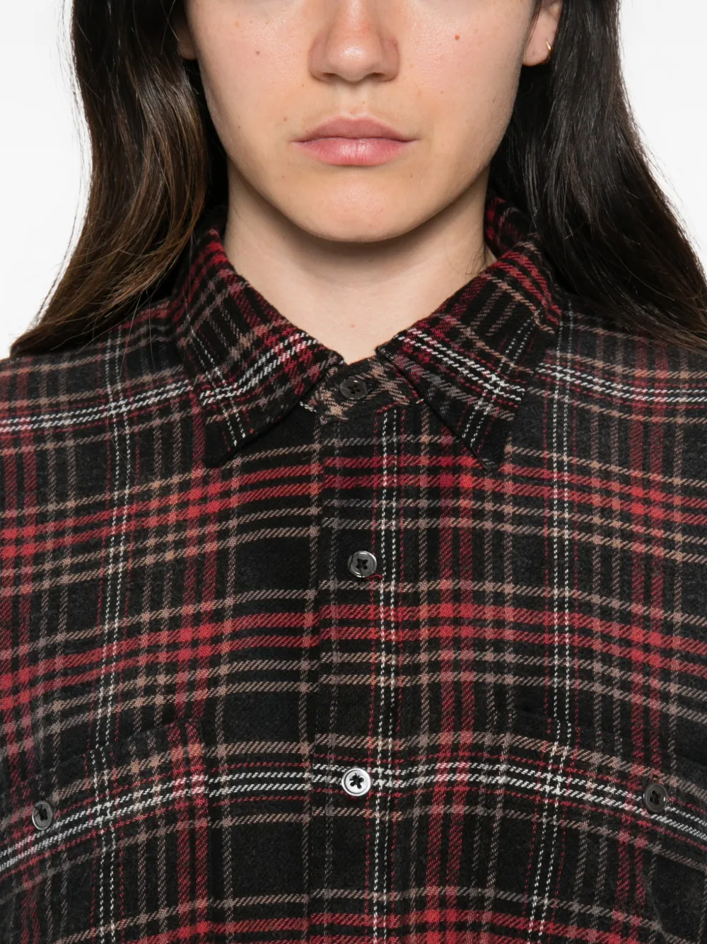 R13 plaid oversized mini shirtdress Zwart