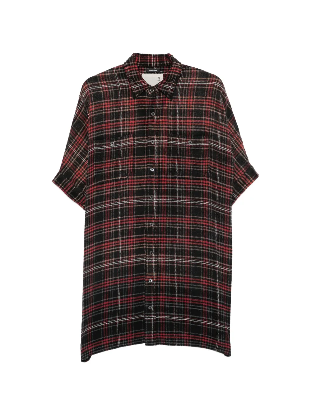 R13 plaid oversized mini shirtdress Zwart