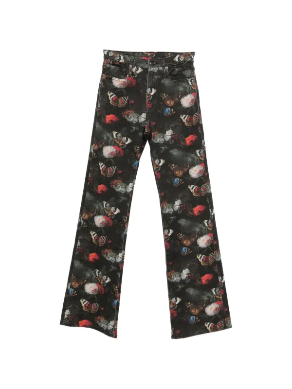 R13 Jane Butterfly-print Jeans in Black